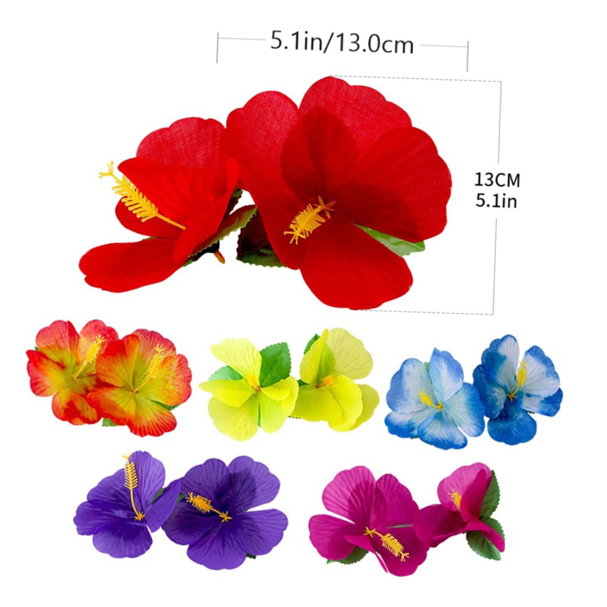 72 Künstliche Hibiskusblüten Künstliche Blume Hawaii als Blütenköpfe für Bastelarbeiten und Künstlicher Blumenschmuck aus Stoff für Sommerfest und Home Gathering Zufällige Farbe