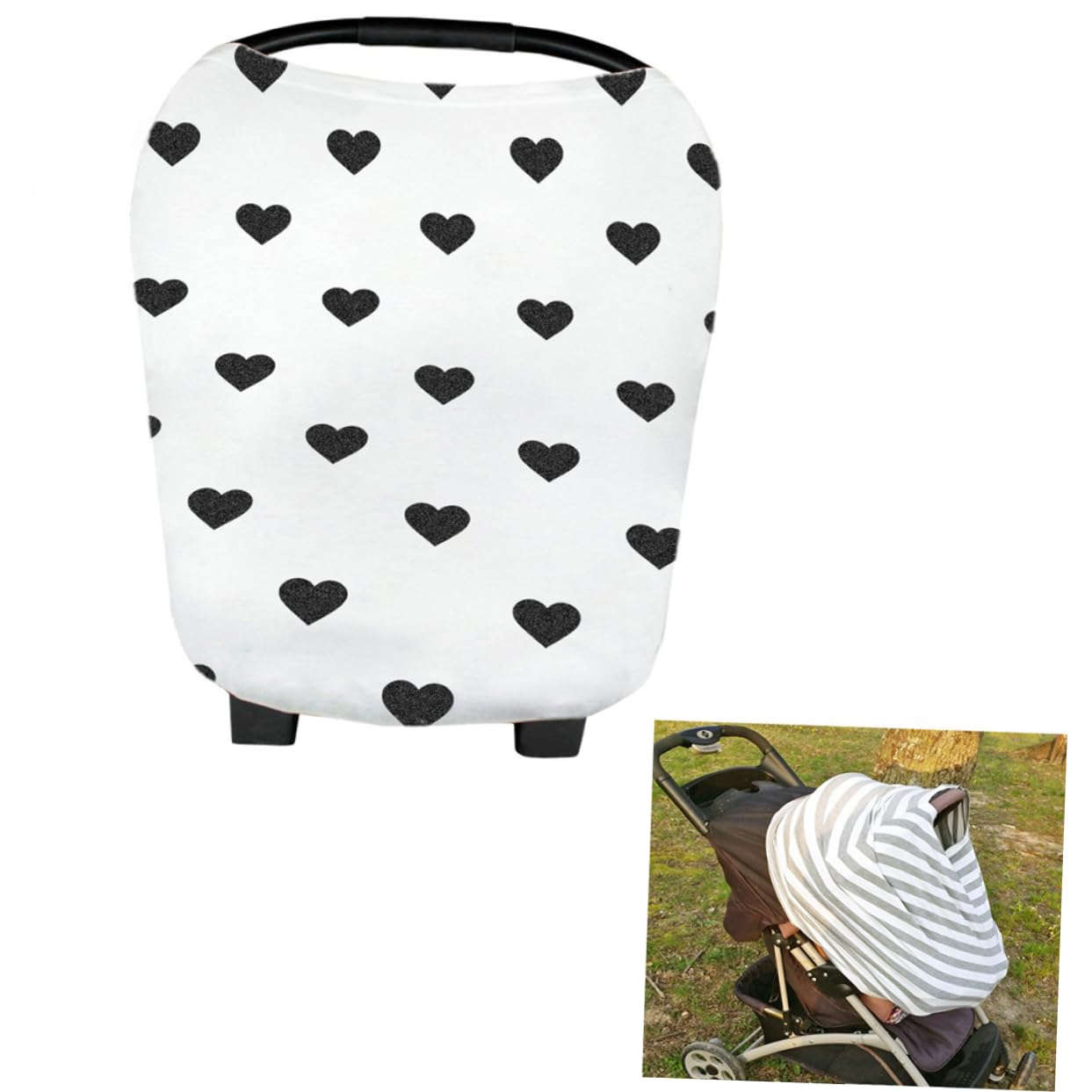 VICASKY Canopy Nursing Breastfeeding Cover Scarf for Shopping Carts and Strollers White Pattern Provides Full Coverage and for Moms and