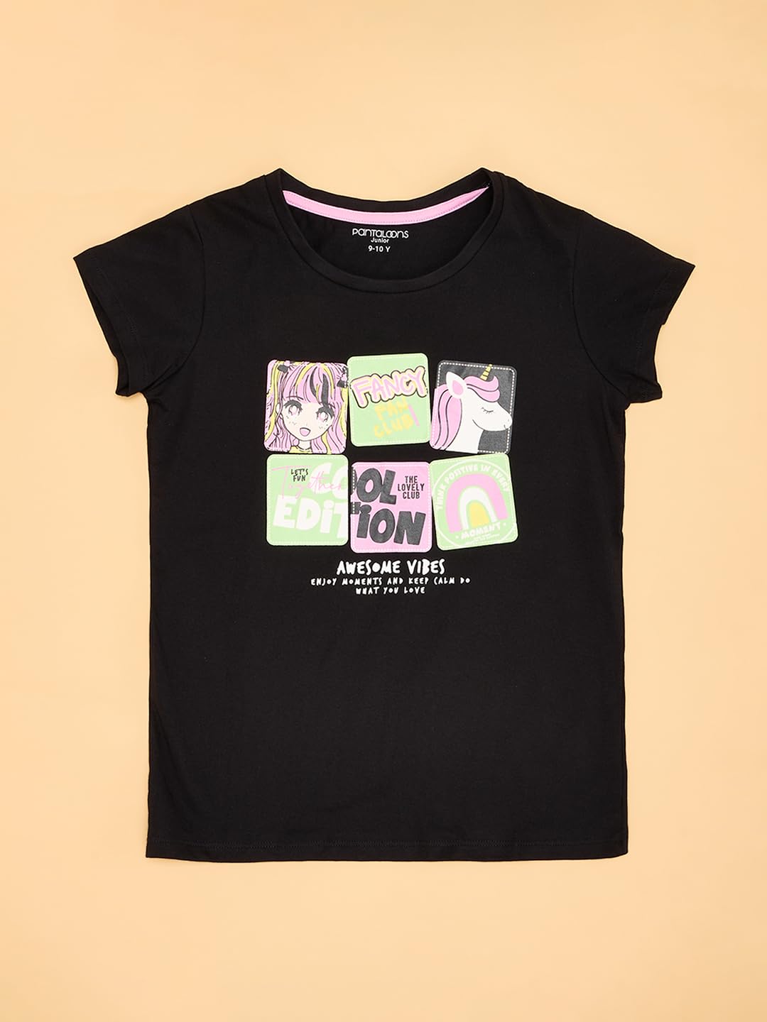 Pantaloons Junior Girl's Black T-Shirt,Black Iris,11-12 YRS 1