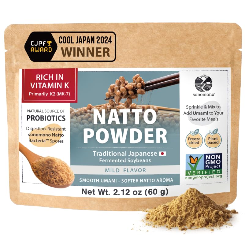 SONOMONO Natto Powder Mild, Japanese Fermented Soybean Powder, 60g