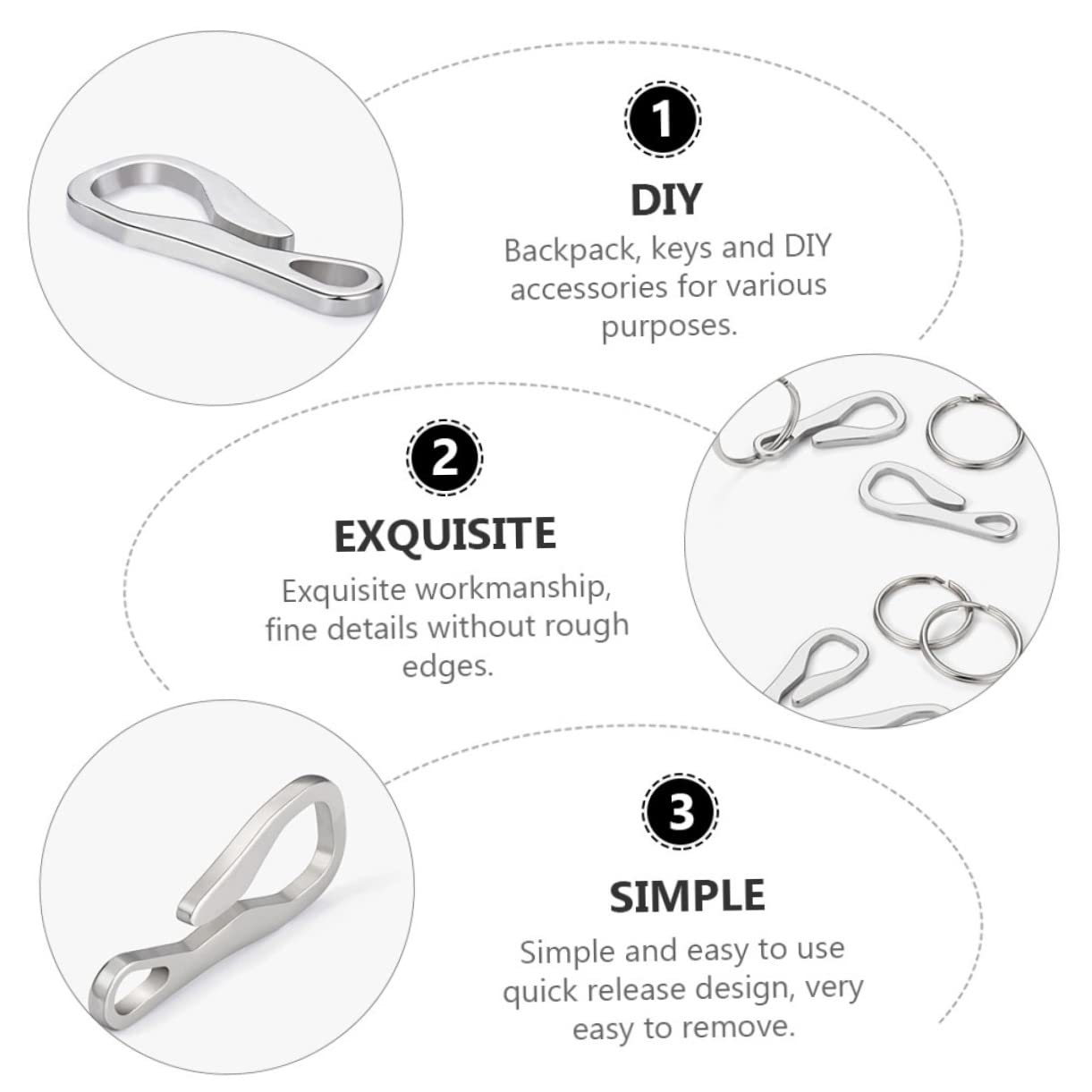 Toyvian Schlüsselring Clips Teiliges Haken Zubehör Für Schlüsselanhänger Und Robuste Aufhängemöglichkeit Für Taschen Und Rucksäcke Vielseitig Einsetzbar