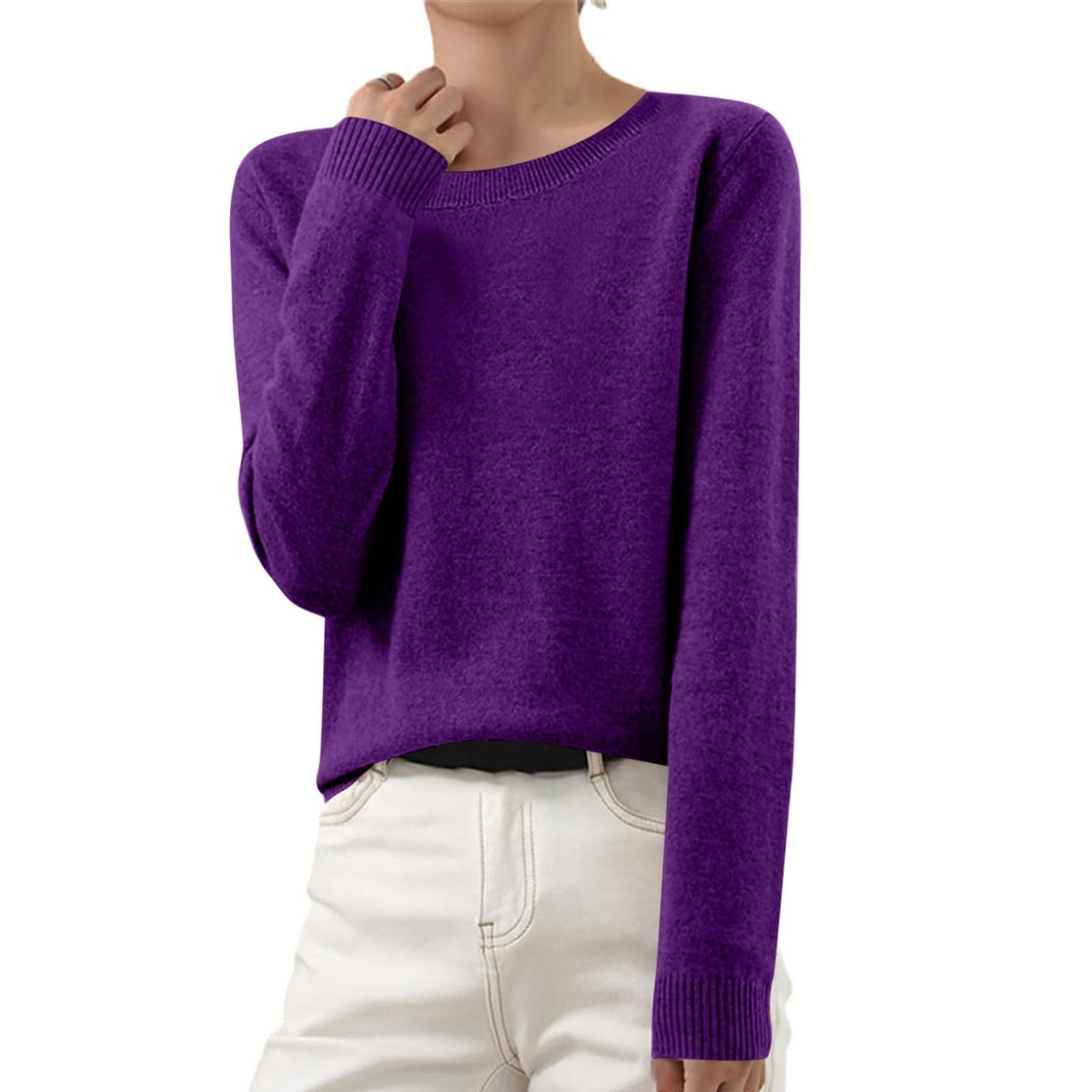 Cashmere Sweaters for Women Fall Winter Cozy Pullover Long Sleeve Lightweight Tops Warm Wool Sweater