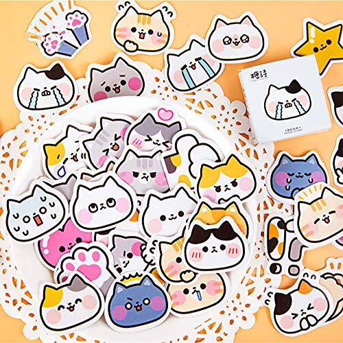Doraking 45Pcs Cute Boxed Cartoon Cats Diy Decoration Adhesive Paper Shaped Stickers For Laptop Planners Scrapbook Cups Diary Notebooks Album Phone Case (Colored Cats) #TOP19