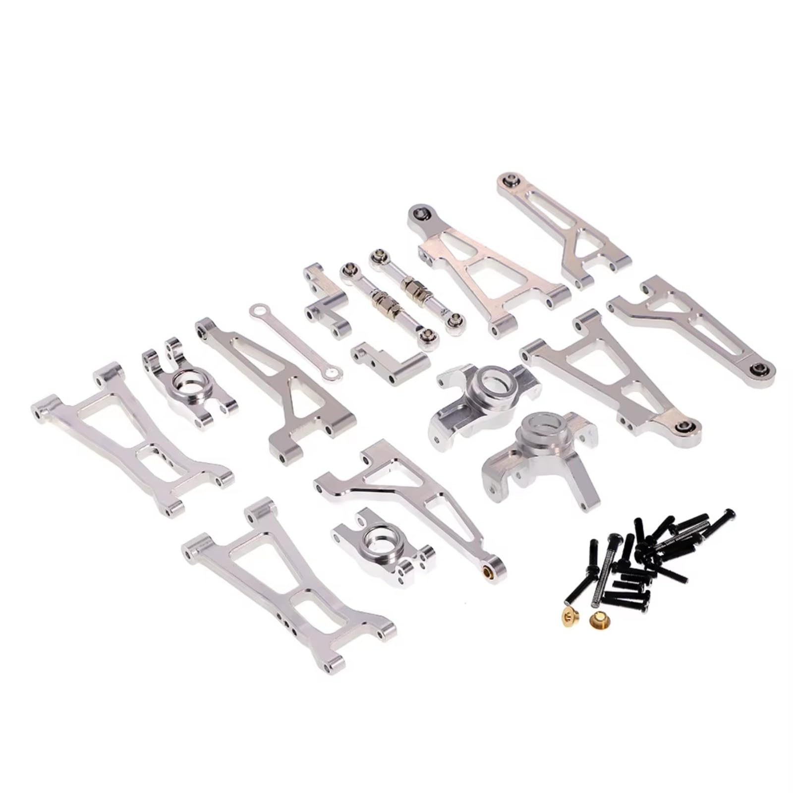 JVRWSC Compatible With MJX For Hyper Go 16207 16208 16209 16210 H16 Rc Car Accessories Parts Metal Front Lower Arms Swimg Linkage Block RC Repair Parts(Silver)