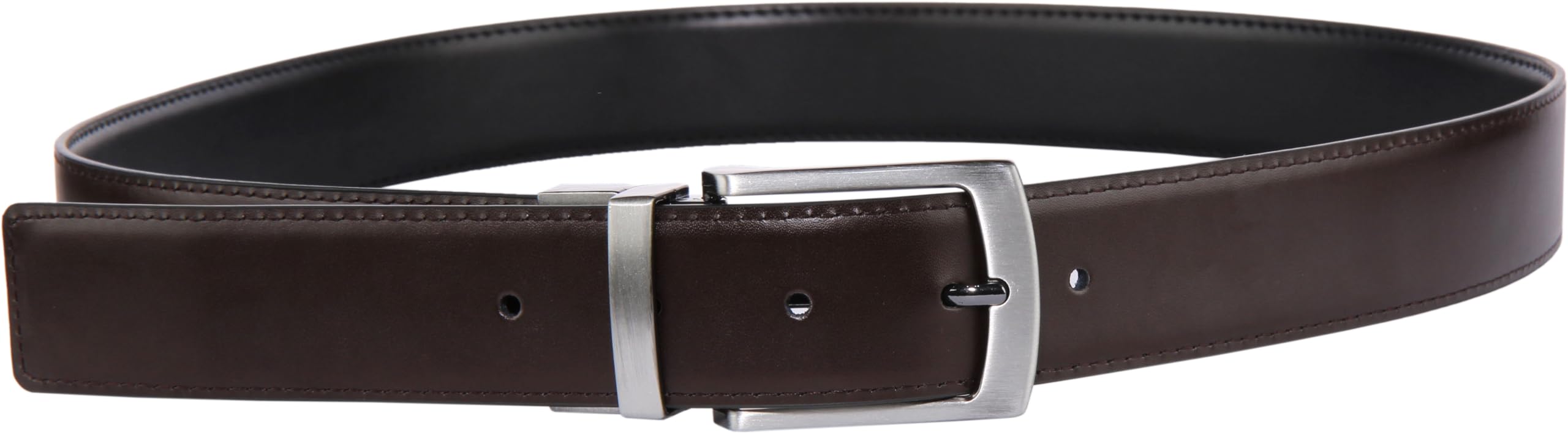 JUSTINREESS ENGLAND Herren-Gürtel, echtes Leder, wendbar, 3,2 cm, 2 Seiten, mit kratzfester Zinklegierung, verstellbare Schnalle