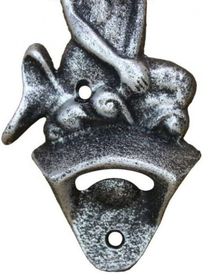 Hampton Nautical K-9115-silver Antique Silver Cast Iron Wall Mounted Mermaid Bottle Opener 6" - Vintage Cast Iron Decor - Sea Life