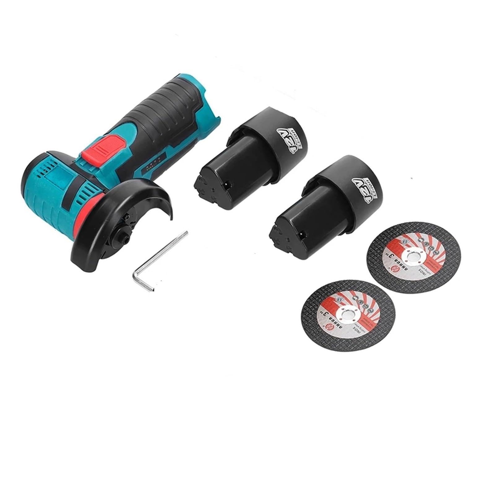 LNHHG 12V Brushless Angle Grinder 19500rpm Cordless Mini Cutting Grinding Tool(2Pcs Battery Brush)