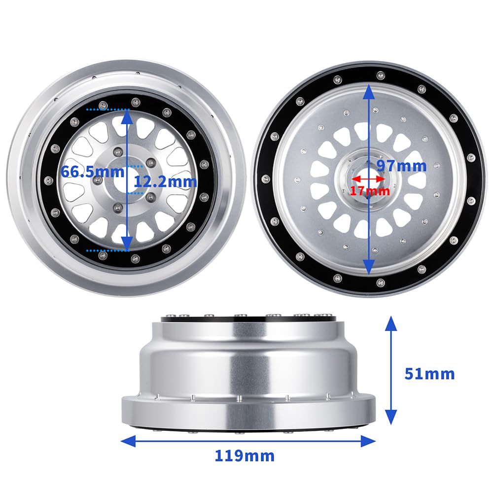 4 sztuki CNC RC Beadlock felgi Wheel Rims do Losi 1/6 Super Baja Rey 2.0 RC Truck Upgrade akcesoria