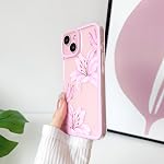 NITITOP Compatible avec iPhone 14 Cas mignon Lily Flower Floral Papillon Pattern pour les femmes Filles Couleur Frame Slim Shockproof Protective Phone Cover - rose