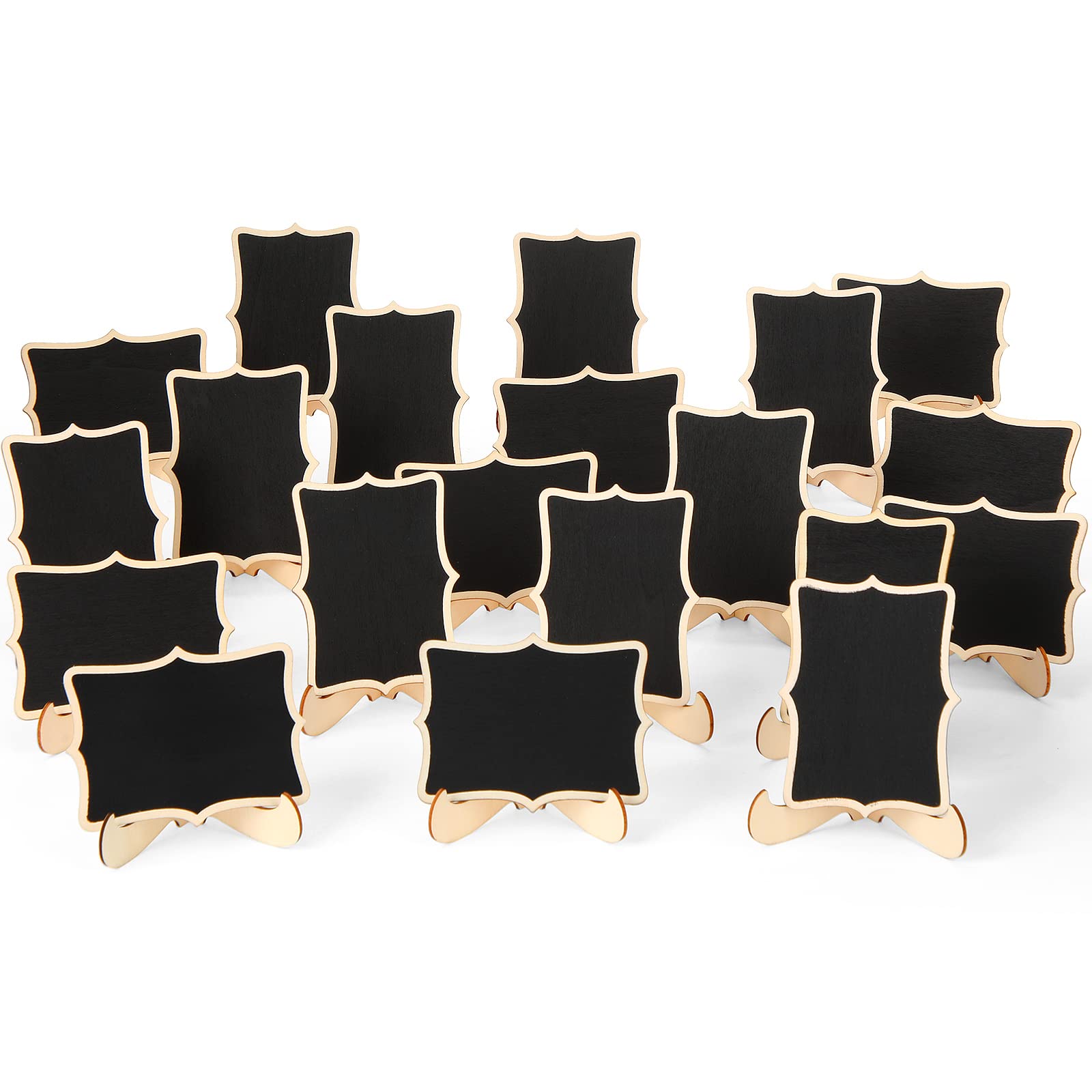 Photo 1 of 50 Pack Mini Chalkboard Signs with Easel Stand Small Rectangle Chalkboard Wood Blackboard for Weddings Birthday Parties Message Board Signs and Event Decoration (Fresh Style)