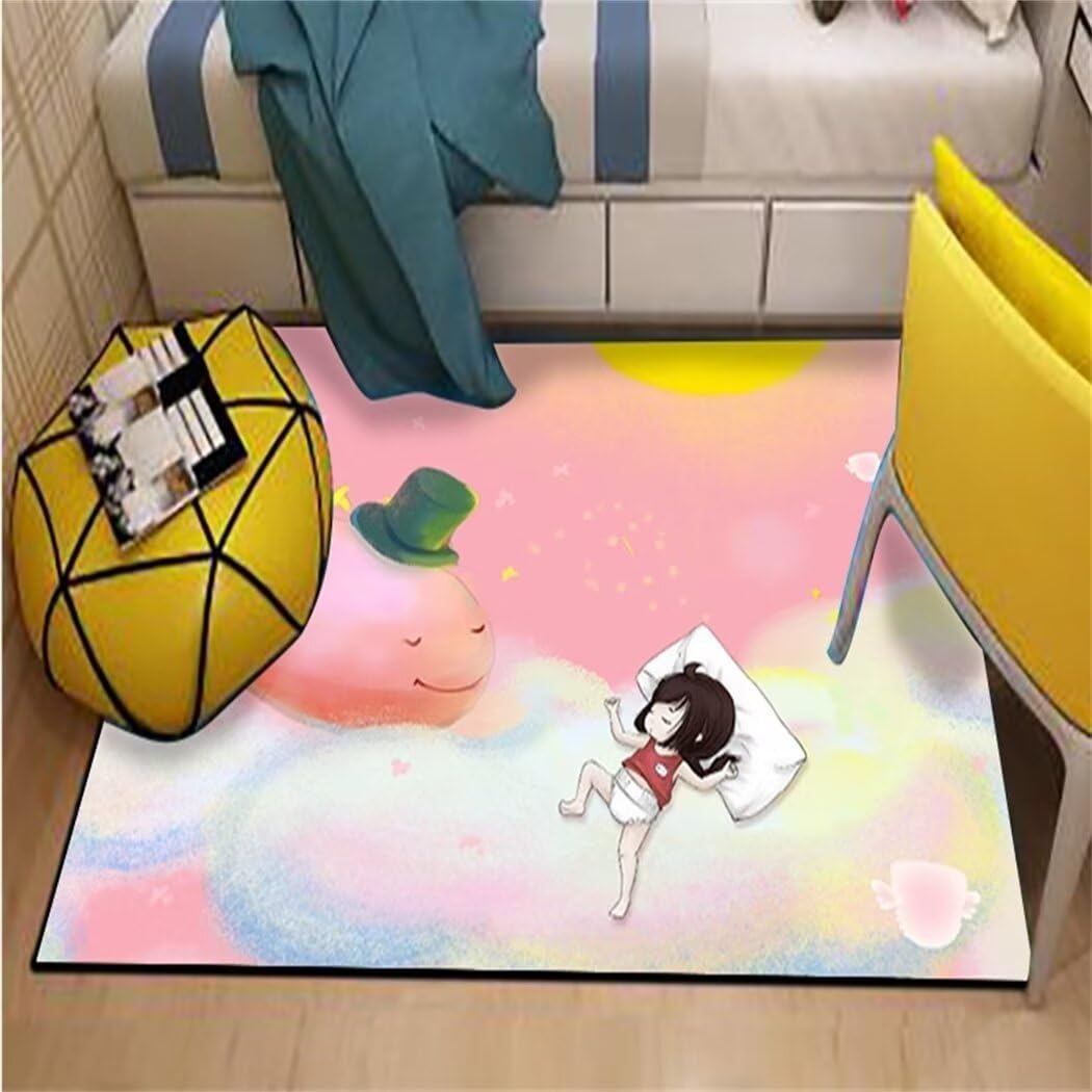 Tapis décoratif doux rose pour habiller la chambre d'enfant et fille