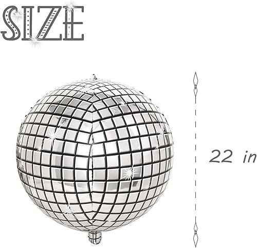 Miniatura 3 de Paquete de 12 globos grandes de discoteca – Globos de Mylar metálicos láser plateado 4D de 22 pulgadas para decoraciones de fiesta de discoteca de