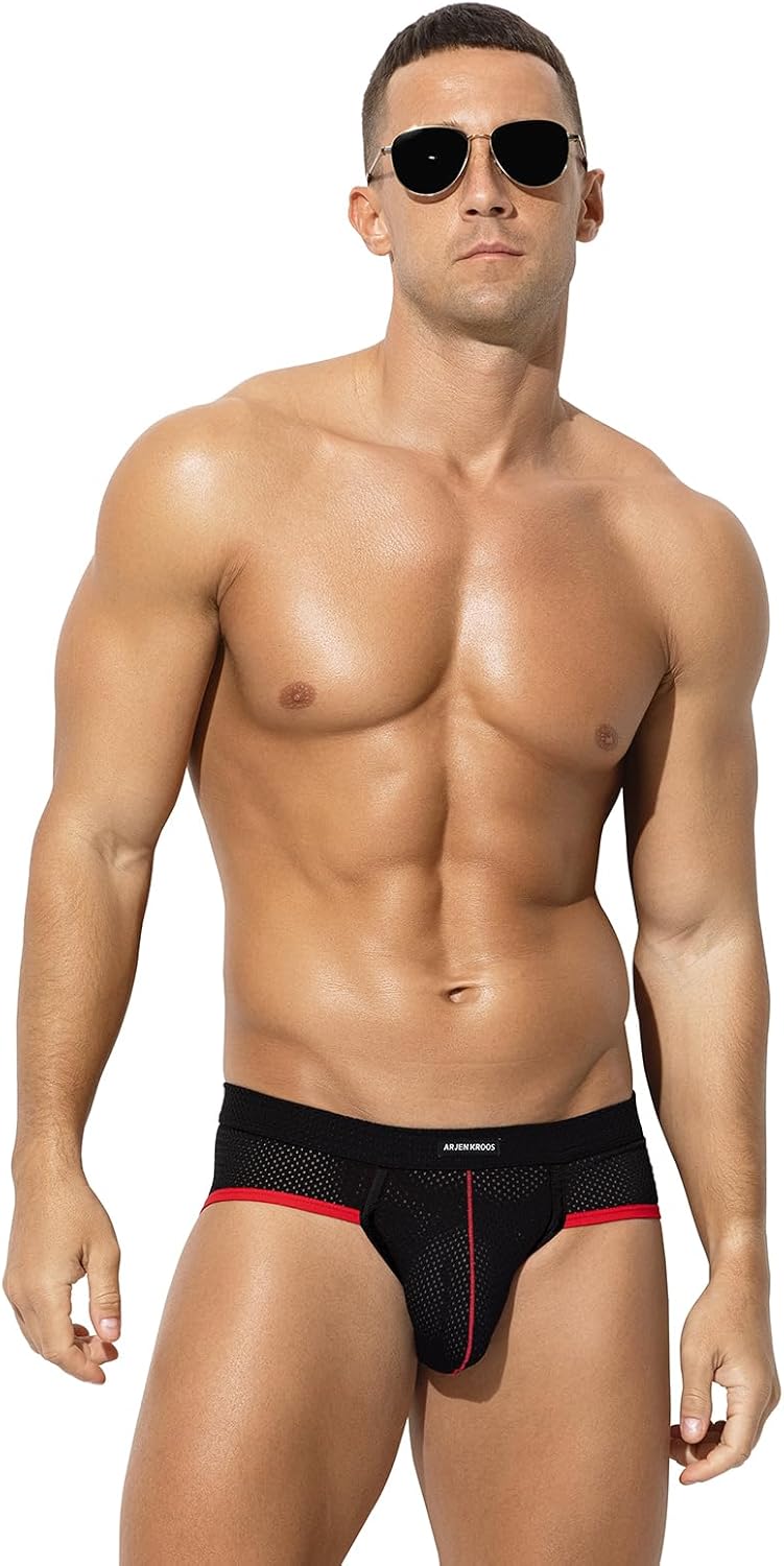 Arjen Kroos Mens Sexy Mesh Underwear Briefs Breathable Silk Low Rise Athletic Underwear - Image 2