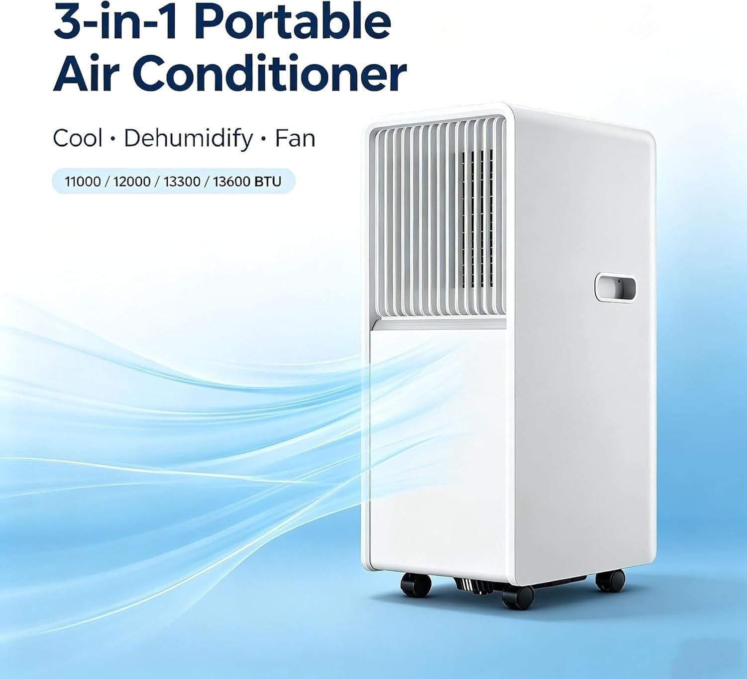 Aire Acondicionado Portátil 12000 BTU Unidad AC Móvil con Mando Digital y Deshumidificador, Kit de Ventana Rápido para Enfriar Hogar y Oficina, Style 5, 15000 BTU