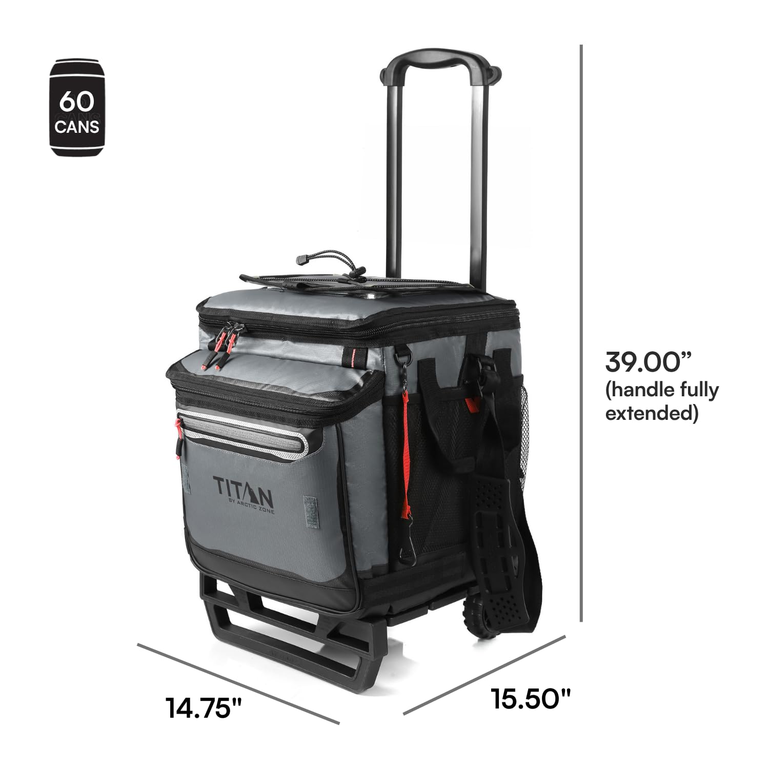 Arctic Zone Titan Deep Freeze 60 (50+10) - Enfriador plegable con ruedas y carrito todo terreno