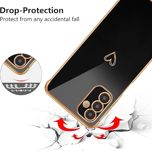 Miniatura 3 de ZTOFERA Funda para Samsung Galaxy A14 5G, bonito borde chapado con diseño de corazones de amor con protección de lente de cámara para Galaxy A14 de