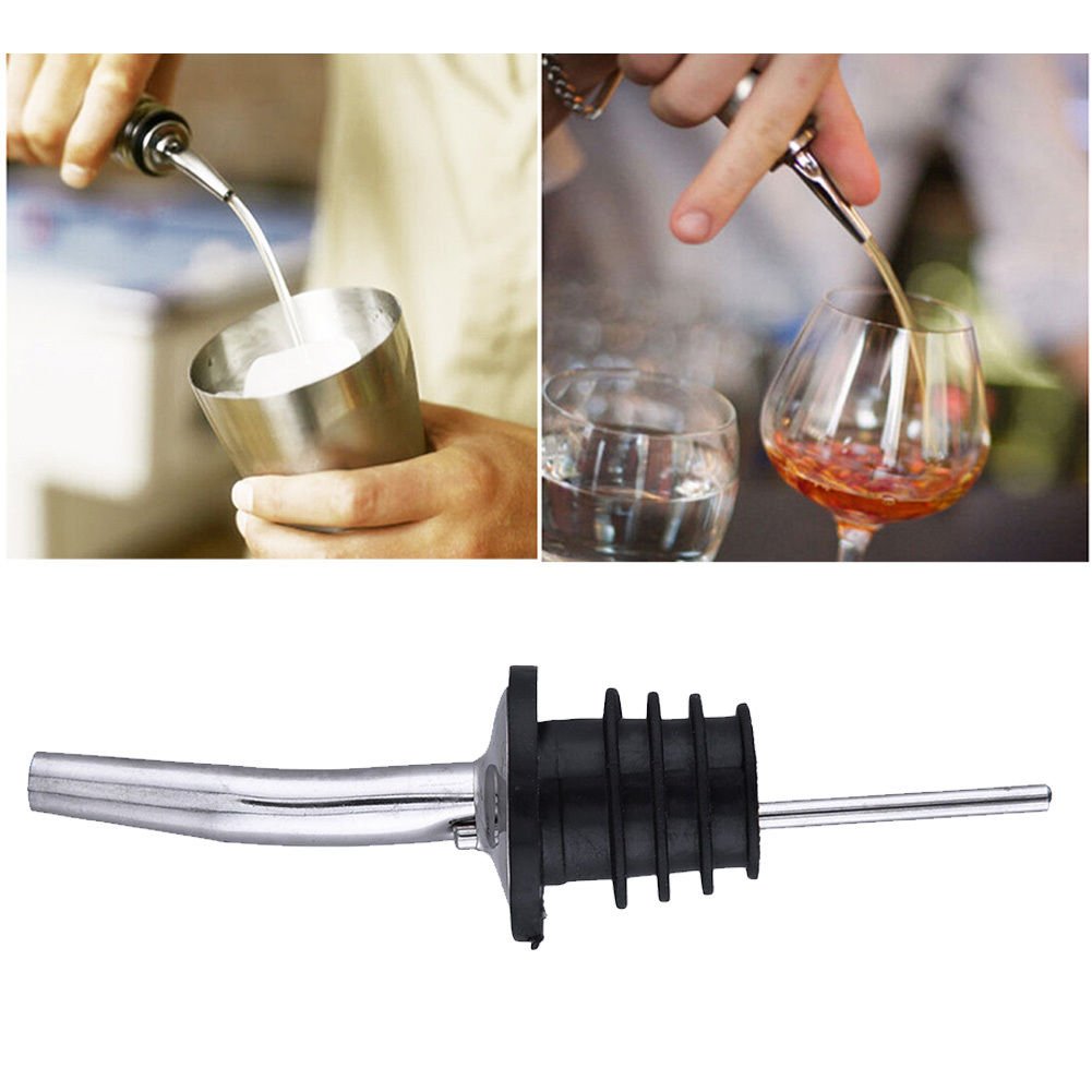 Taluka Metal Bottle Pourers Set of 3 for use with Oil & Juice Bottles in the Kitchen. Chrome Finish and Built-in Breather Tube for a Professional Look 2