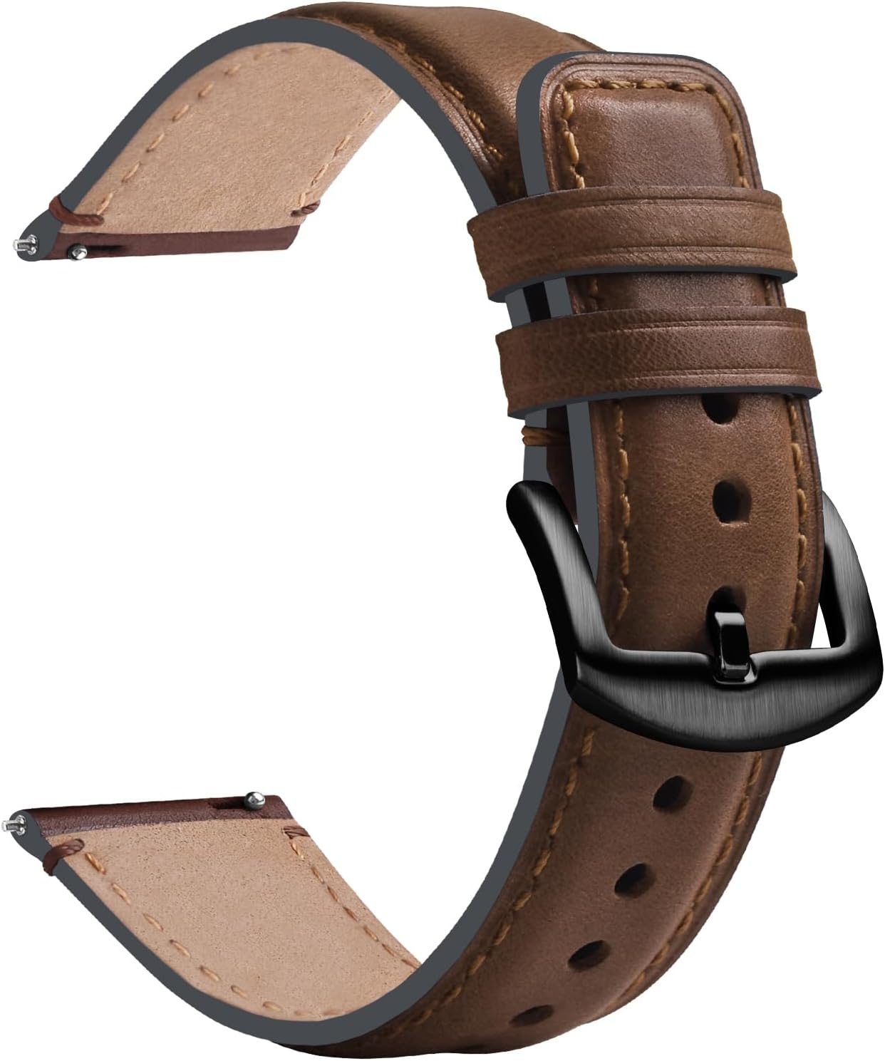 Fullmosa Leather Watch Band 18mm 19mm 20mm 21mm 22mm 24mm, Watch Strap Compatible with Samsung Garmin Fossil Replacement Bands for Men Women