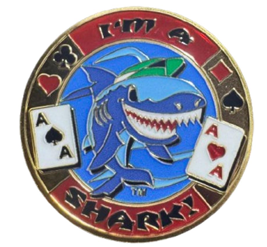 AXLorange I´m a Shark – Poker Card Guard de metal – Protección para cartas de póquer – Accesorios de póquer para Texas Hold'em & juegos de cartas