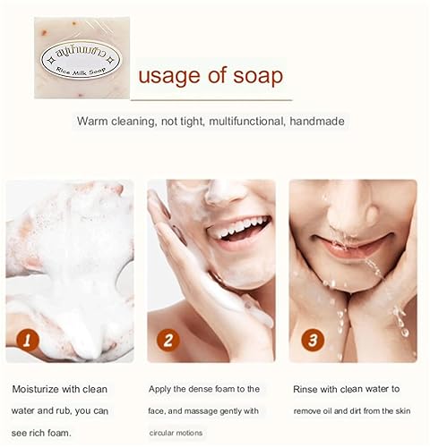 Miniatura 6 de Jabón Aclarante De Arroz, Jabón De Arroz Para Aclarar La Piel, Jabón Blanqueador De Axilas Y Partes Intimas, Jabón Tailandés Original Hecho A Mano