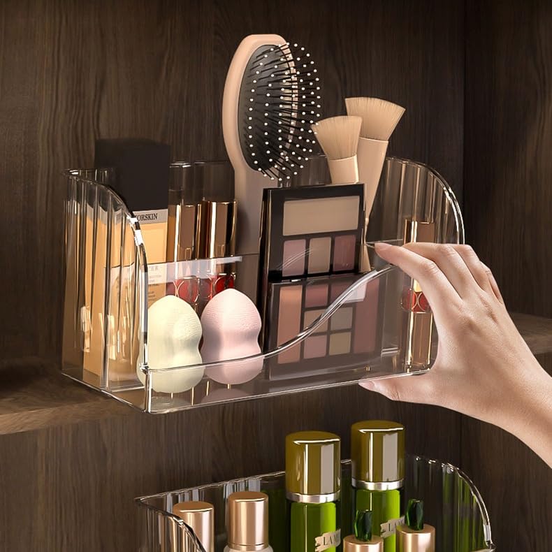SLHEQING Makeup Organiser, Skincare Organiser with 4 Compartments, Multifunctional Makeup Brush Holder - Image 2