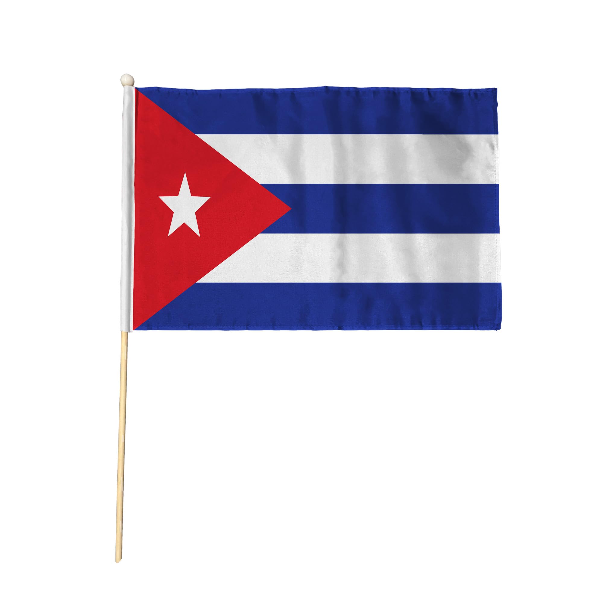 Flagtex Cuba Hand Waving Flag (9x6 Inch) - Premium Wooden Stick Hand Flag 9x6 Inch Natural Wood Pole Caribbean Lone Star Triangle Flag Events Parades โ image 1