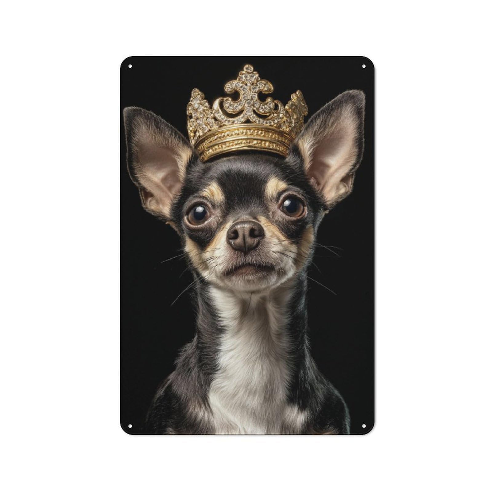 Junmoney Royal Canine Chihuahua In Crown Vintage Metal Wall Sign 30X20cm For Café Or Restaurant, For Metal Sign Collectors, For Garage And Workshop Walls