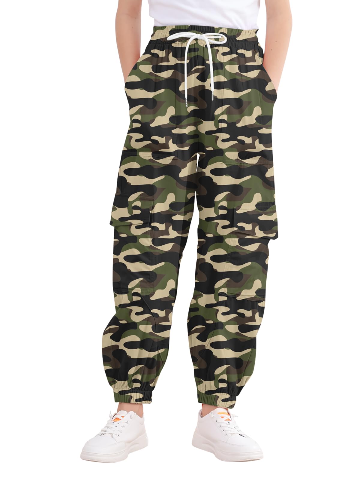 Girls Cargo Pants Elastic Waist Casual Jogger Pants for Girls Streetwear Loose Parachute with Pockets 7-14 Years | Classic everyday style: Designed for tween girls, the comfortable fit supports school, travel and casual outings with easy