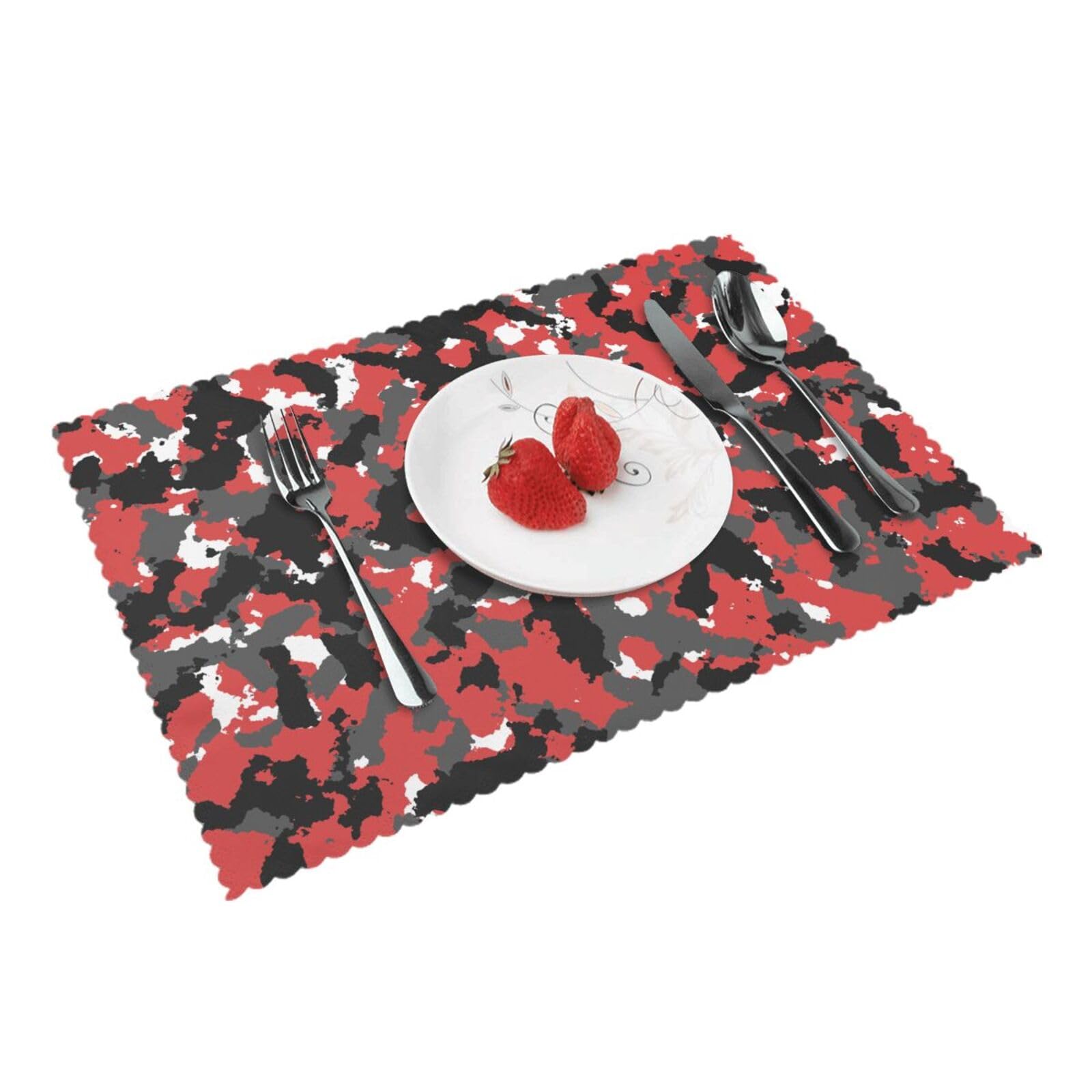 Bnvsadc Camouflage 4 Pcs Heat Resistant Placemat 45X30 Cm, Printed Non-Slip Place Mats For Kitchen Dining Table Indoor Outdoor