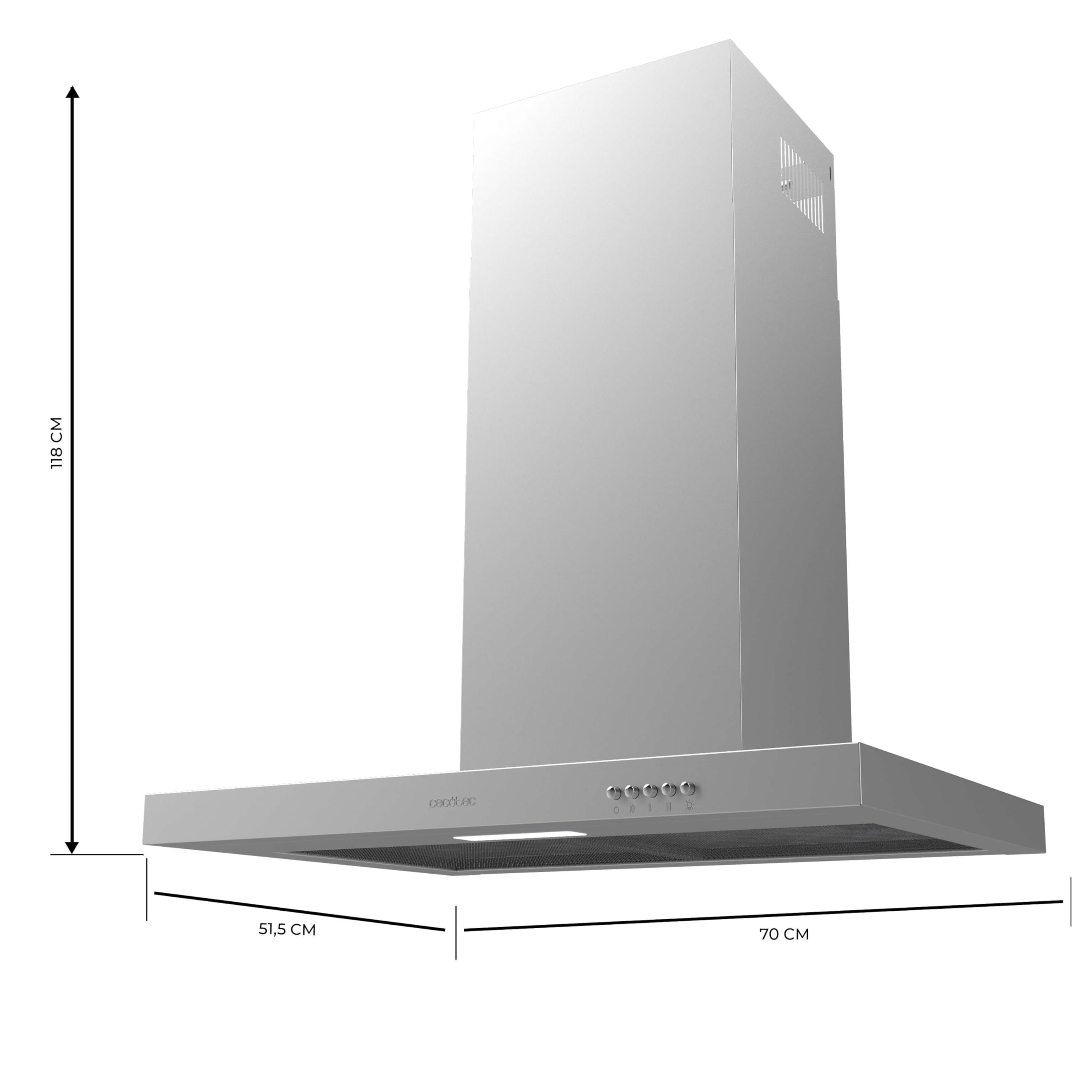 Cecotec Bolero Flux TM 703500 Okap 70 cm 350 m3/h 70W Stal nierdzewna
