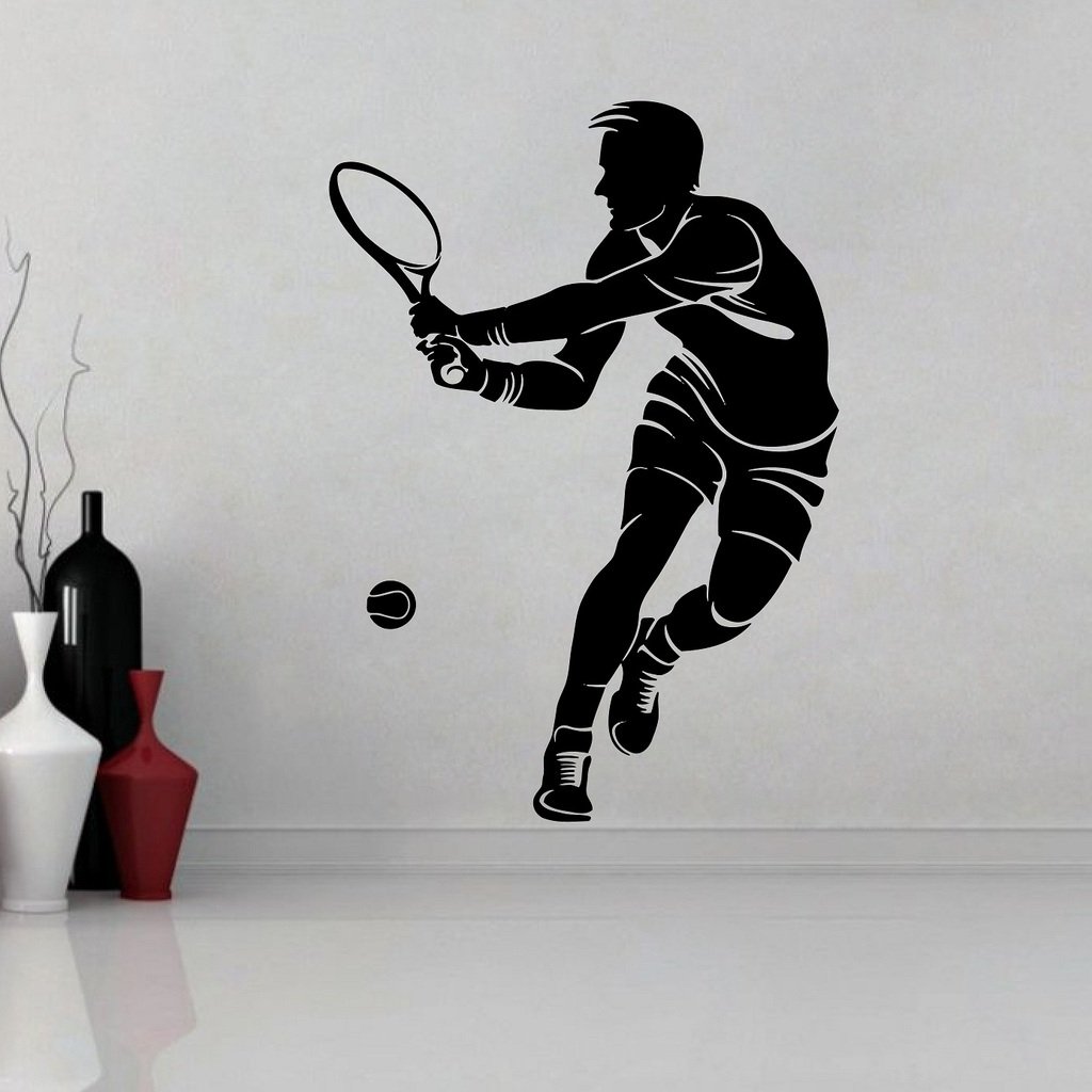 Decor Villa Tennis Player Wall Sticker & Decal (PVC Vinyl, Size -58 cm x 88 cm)