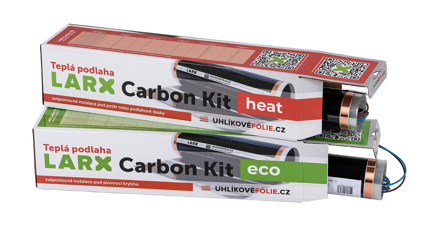 LARX Carbon Kit Eco 250 W | Película calefactora para suelo radiante | Kit de autoinstalación DIY - Eficiencia energética | 5 x 0,5 m | Perfecto para salón, sala de estar, áreas de trabajo, dormitorio