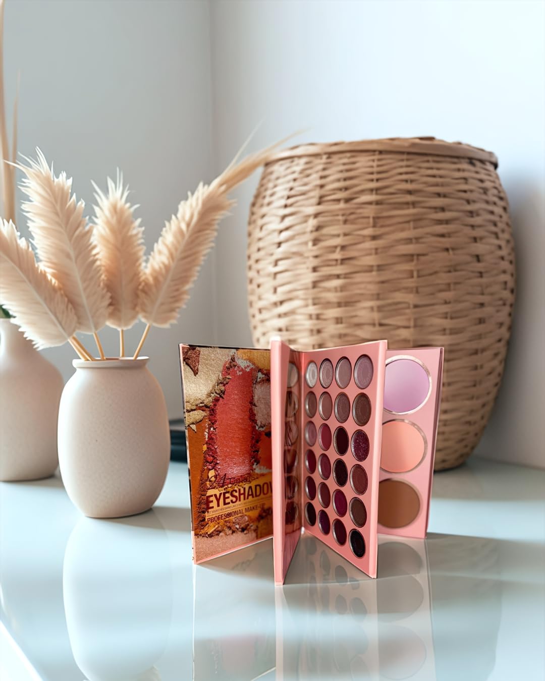 Multi-Color Makeup Palette Book – 48 Eyeshadow Shades + 6 Blush, Highlighter & Contour Powders | Multi-Functional Professional Matte & Shimmer Makeup Kit for Eyes & Face - Image 3