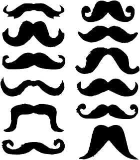 12 Pcs Fake Moustache, Mexican Fancy Dress, Stick On Moustache, Mustache Beards and Eyebrows, False Moustaches, Adults Funny Beard Cowboy Party Costume Accessories Set