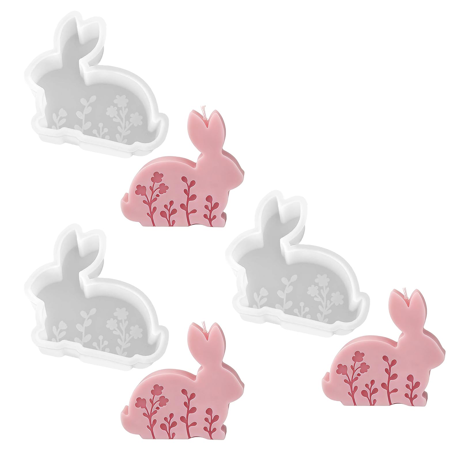Alksubbm Embossed Flower Hare Silicone Molds Easy Demold Multipurpose Silicone for Epoxy Resin Soap Family