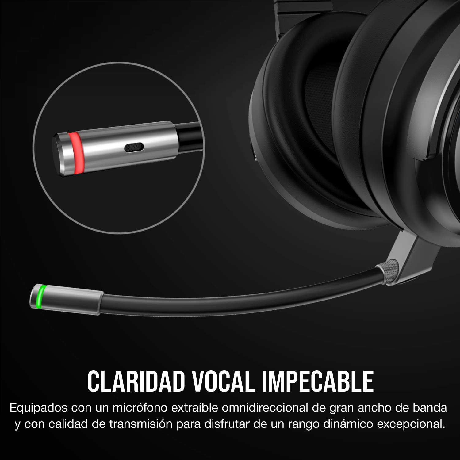 Corsair VIRTUOSO RGB WIRELESS, Auriculares para Juegos de Alta Fidelidad, Envolvente e Inmersivo 7.1, Micrófono Extraíble y Omnidireccional, para PC, PS4, Switch y Móviles, Negro