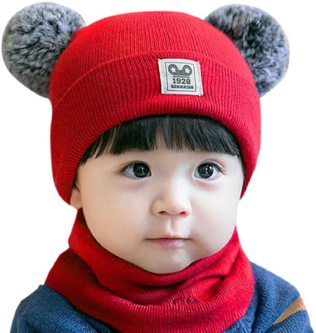 SYGABaby Knit Hat Scarf Set Toddler Girls Boys Winter Pom Pom Beanie Cap Neck Warmer