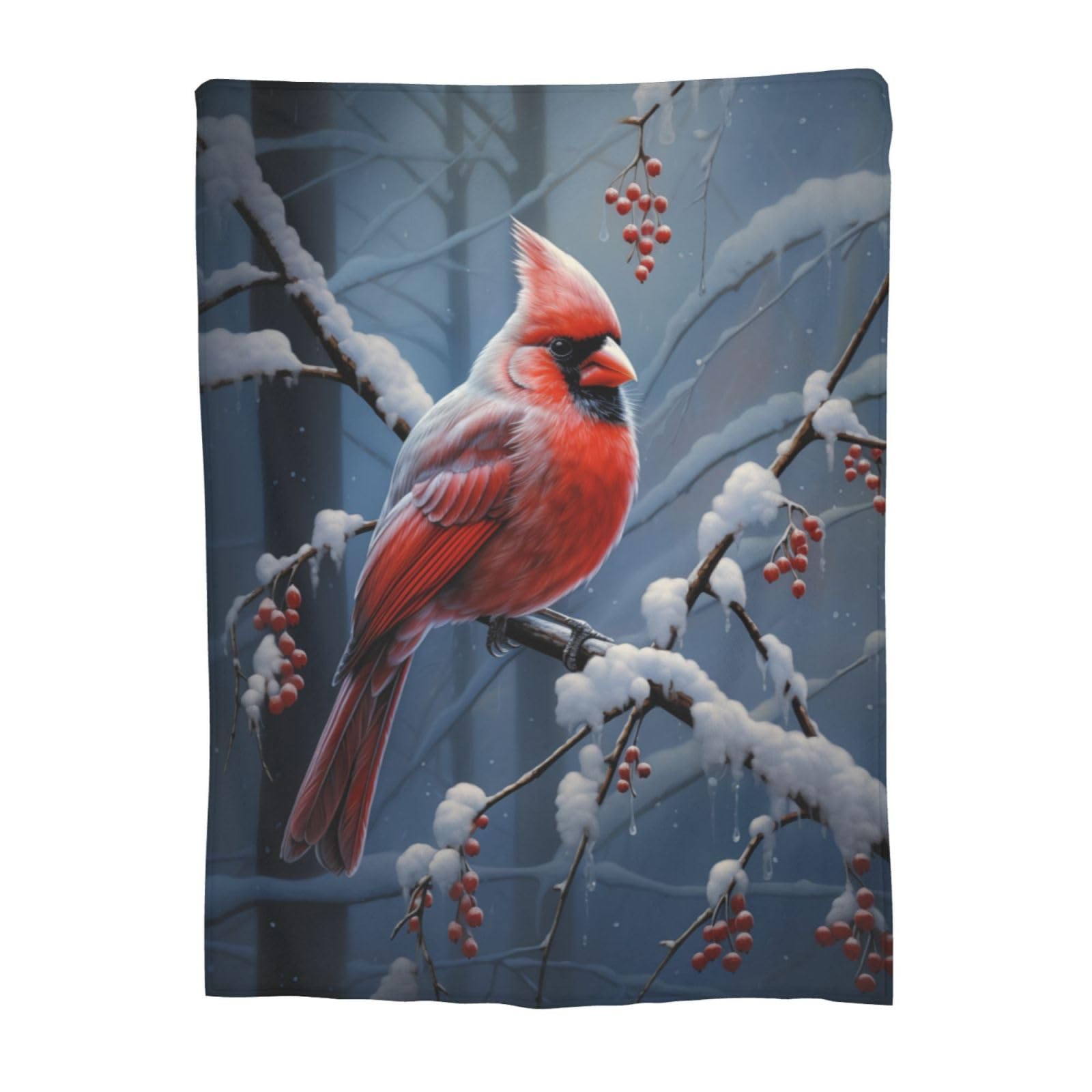 Turamurra Cardinal Blanket Birds Cardinal Gifts Flannel Throw Blanket Snow Winter Soft Warm Lightweight Microfiber for Bed Couch Chair Living Room 50x40 Inch for Adult Kids โ image 1