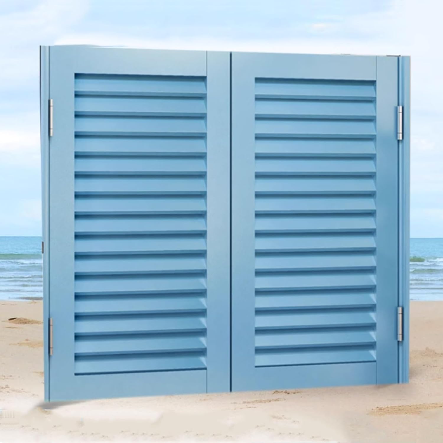 Solid Wood Swing Door, Louvered Café Interior Swing Wood Door, with Metal Hinges, Auto Close Fence Half Waist Door, for Kitchen Counter Swing Gate, Custom(Blue,W75Hx90cm/W29xH35in)
