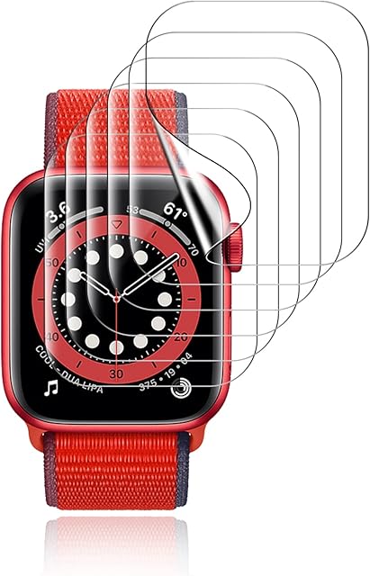 TOCOL 6 Pack Screen Protector Compatible with Apple Watch 40mm Series 7 6 SE 5 4 iWatch 40mm [HD Clear] [Scratch Resistant] [Bubble Free] [Easy Installation] Ultra-thin TPU Flexible Soft Film - 40mm