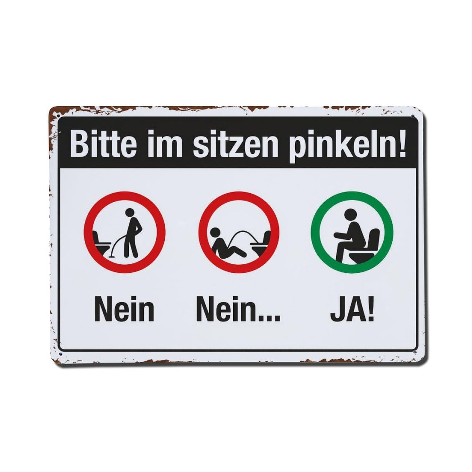 Please Pee Sitting No No Yes Tin Sign Vintage Metal Poster, Home Bar Garage Man Cave Cafe Indoor & Outdoor Wall Decoration 8x12Inches