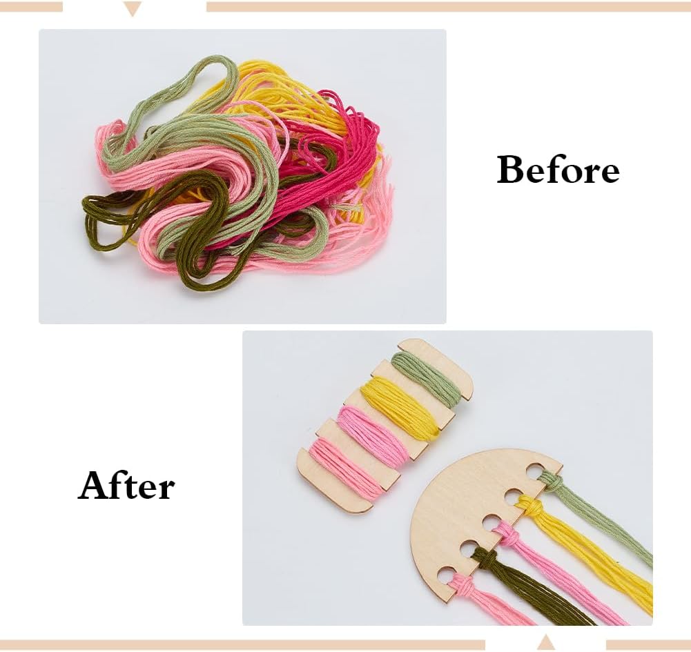 ORIGACH 24 PCS 2 Styles Wooden Thread Winding Boards Embroidery Floss Bobbins Set Sewing Floss Cross Stitch Supplies for Cross Stitch & Sewing Floss Storage