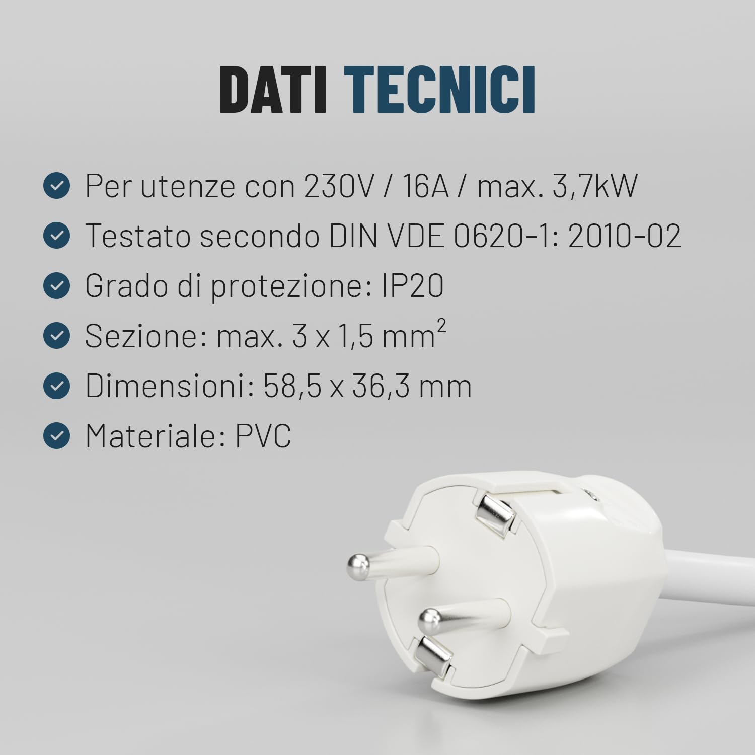Spine Di Messa A Terra ABSINA - Set 3 Pezzi Schuko Con Scarico Trazione 250V 16A