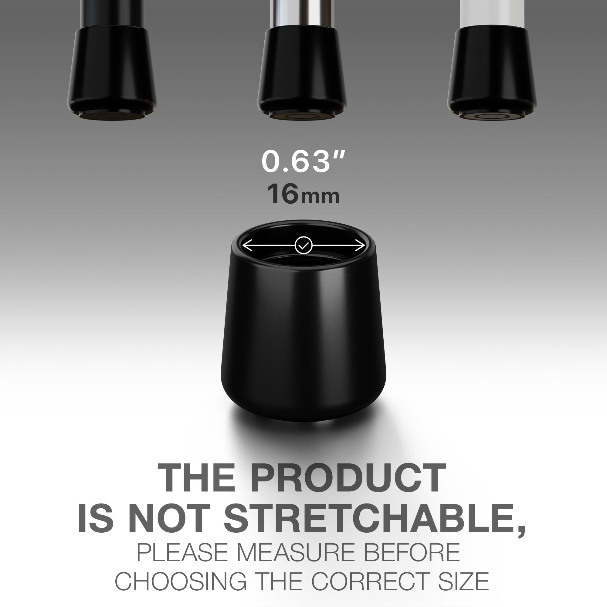 X-Protector Chair Leg Caps - 16 PCS 16mm Non-Slip Rubber Feet - Black Chair Leg Covers - Keep Furniture in Place! - Image 3