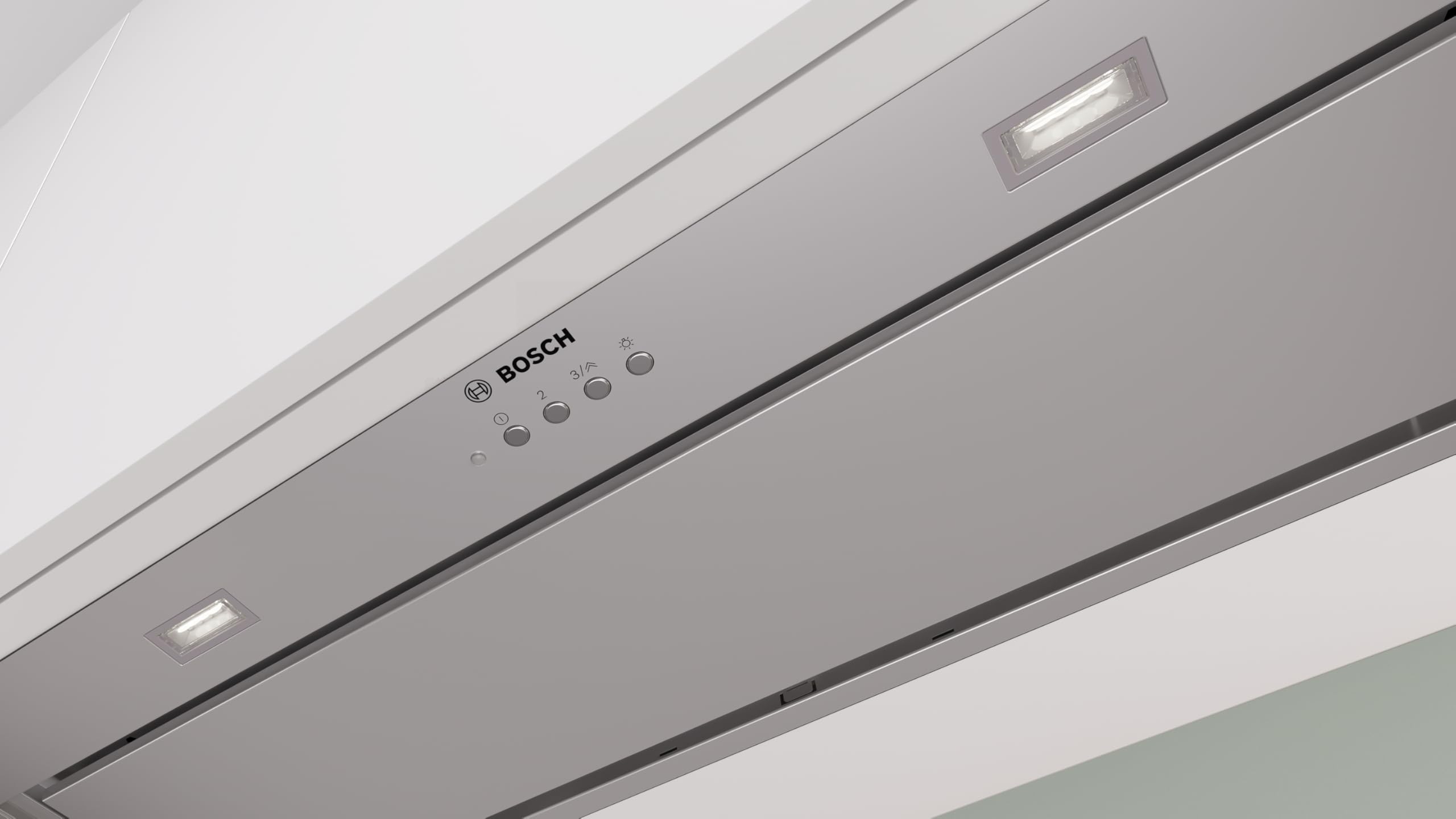 Bosch DLN87AC50 Série 6, bloc de ventilation 86 cm, évacuation et recirculation, éclairage LED, filtre anti-odeurs Clean Air Plus, affleurant, niveau intensif avec réinitialisation, commande