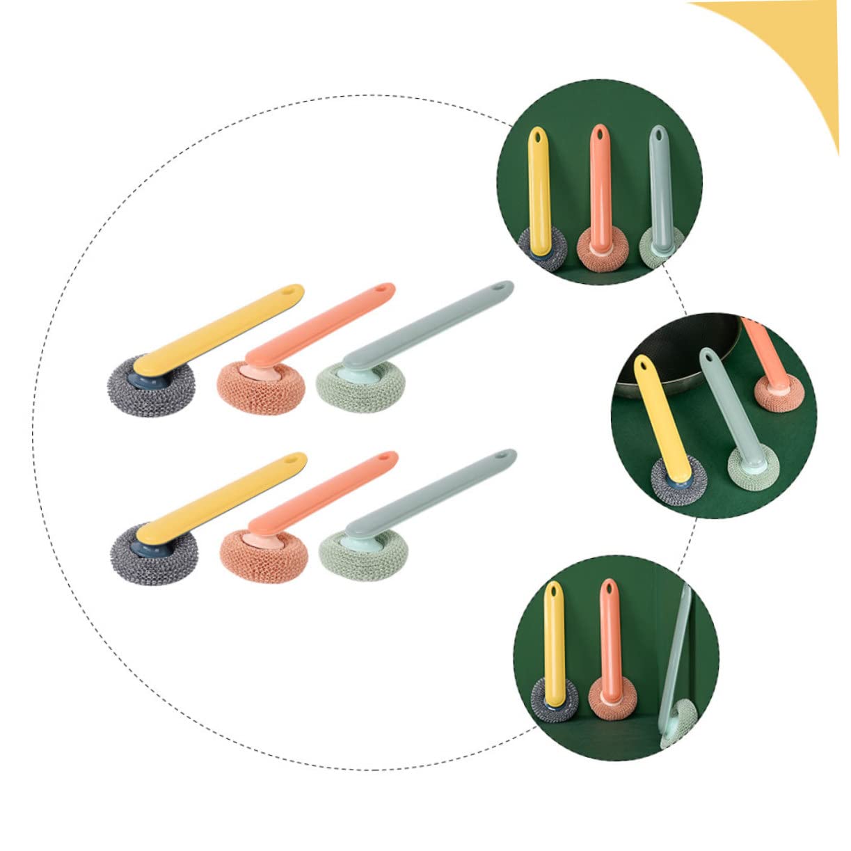 minkissy 18 cepillos de Limpieza de Cocina, Estropajo, Estropajo, Herramientas para el hogar, Bandeja para Fregadero, Cepillo Limpiador de Platos, Limpiador de Platos, Borrador de óxido, Suministros
