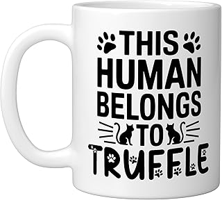 Cat Name Truffle Human Belongs to Cat Name Truffle Ceramic Mug, White