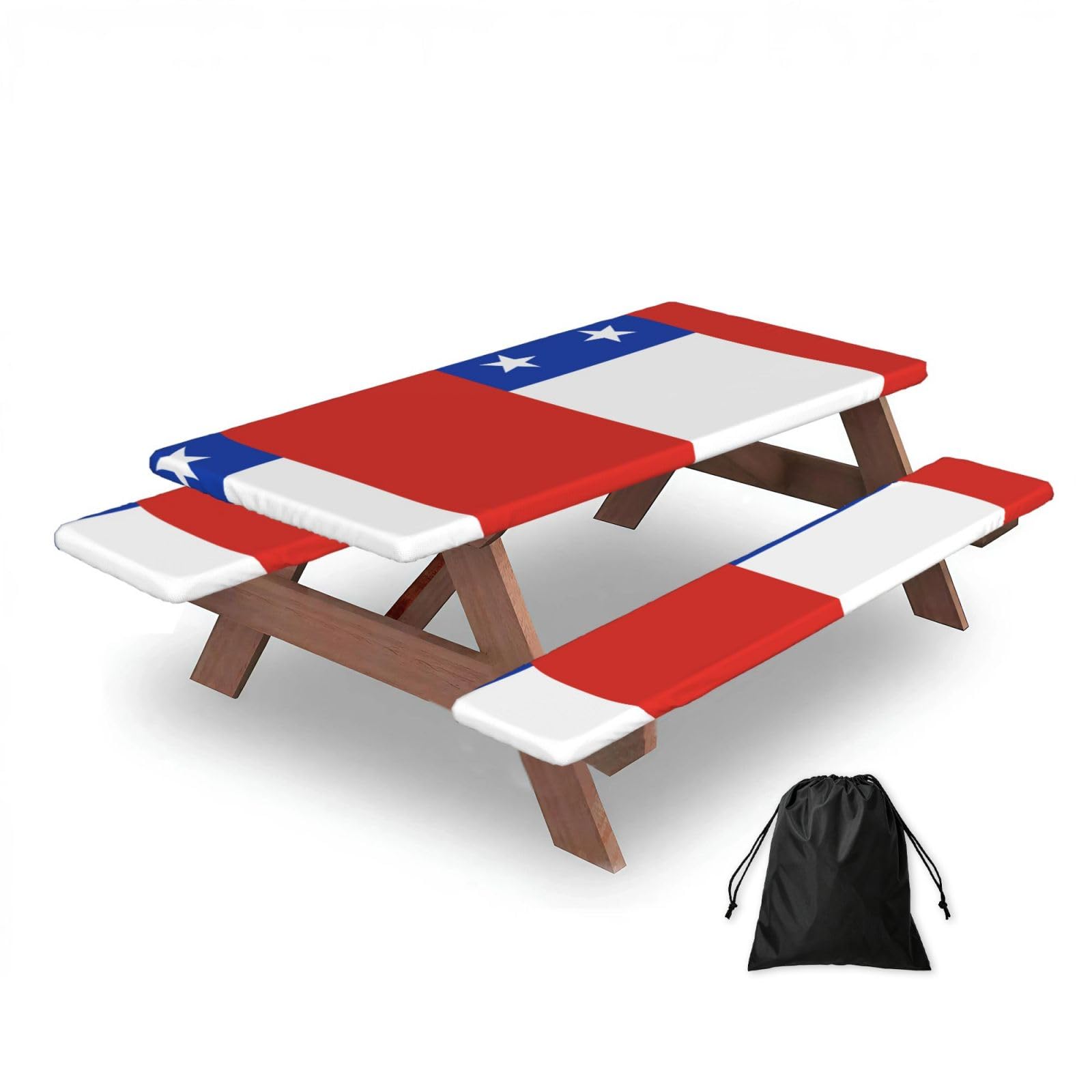 Flag of Chile Rectangular water-repellent picnic tablecloths, outdoor camping, picnic, BBQ