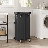 Vista 2 de WOWLIVE Cesta de lavandería con ruedas de 100 litros con ruedas, cesta grande para la ropa sucia, carrito organizador de lavandería con marco