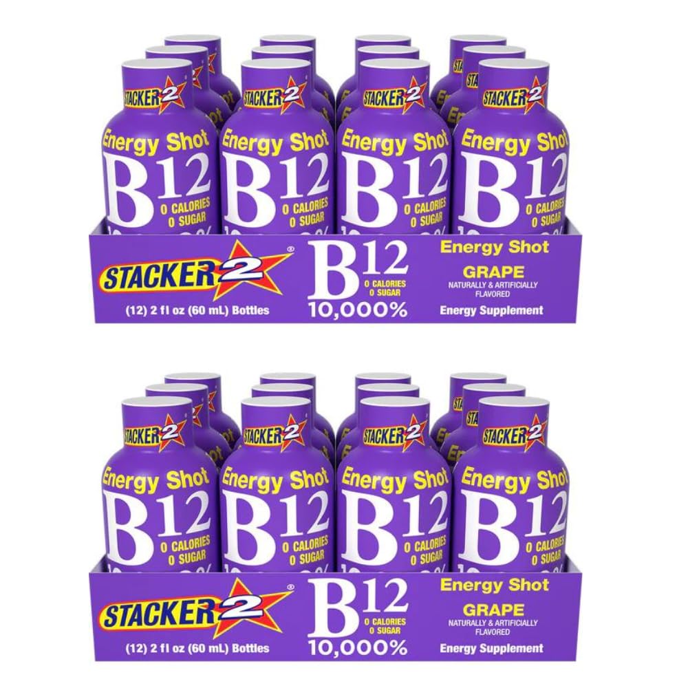 Amazon.com : Stacker 2 Grape B12 Energy Shot, 2oz (Pack of 24 ...